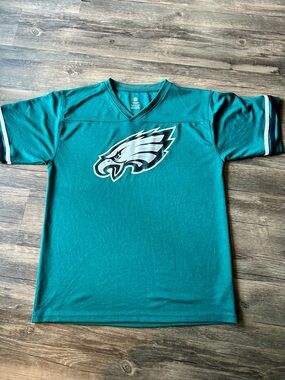 NFL Teal Philadelphia Eagles Center Logo V-Neck Jersey Top